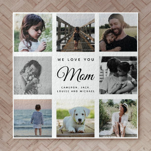 WE LOVE YOU MOM Modern Family Foto Collage Puzzle