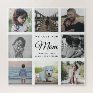 WE LOVE YOU MOM Modern Family Foto Collage Puzzle