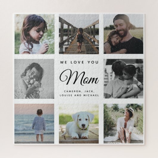 WE LOVE YOU MOM Modern Family Foto Collage Puzzle (Vertikal)
