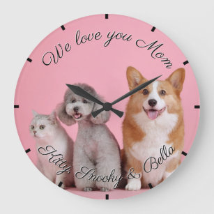 We Love You Mom Pet Acrylic Wall Clock Große Wanduhr