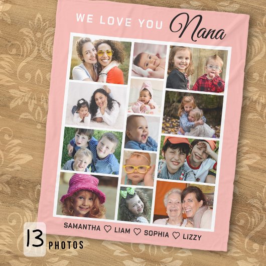 We Love You Nana Grandchildren 13 Photo Collage Fleecedecke