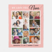 We Love You Nana Grandkids 13 Photo Collage Pink Fleecedecke (Vorderseite)