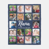 We Love You Nana Grandkids 18 Photo Collage Blue Fleecedecke (Vorderseite)