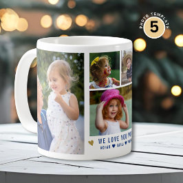 We Love You Pop Grandkids Names 5 Photo Collage Kaffeetasse