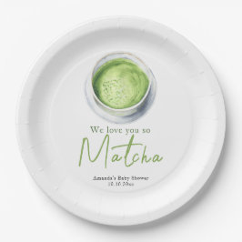 We love you so Matcha Baby Shower Pappteller