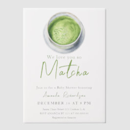 We love you so Matcha Baby Shower Pergament Einladungen