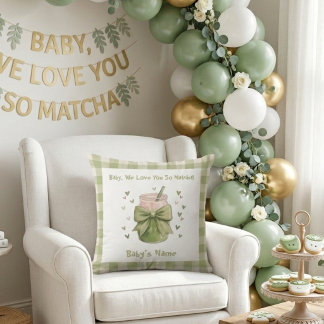 We Love You So Matcha Cozy Gingham Bow Kissen