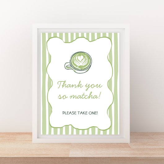 We Love You So Matcha Green Baby Shower Welcome Poster