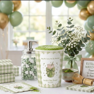 We Love You So Matcha Sip Green Hearts Pappbecher