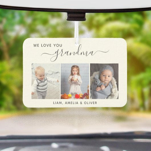 We Love Your Grandma 3 Photo Gray Script Autolufterfrischer