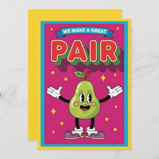 We Make a Great Pair fun fruit lover kawaii pear Dankeskarte (Vorne/Hinten)