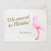 We Moved To Florida Flamingo Postcard Postkarte (Vorderseite)