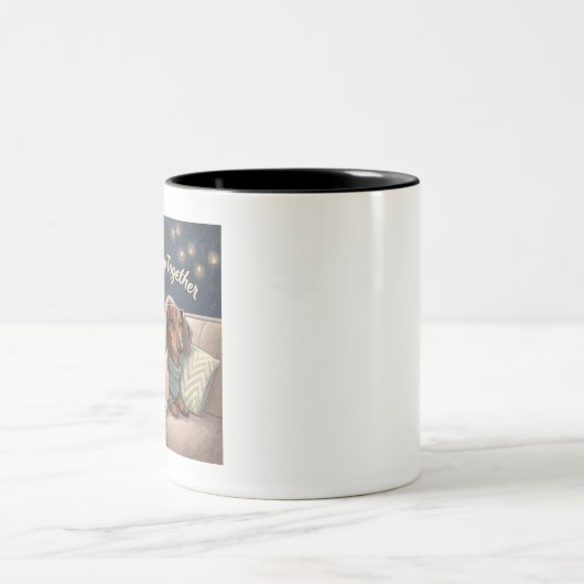 We Nap Together – Cozy Dachshund Mug for Dog Lover Zweifarbige Tasse (Mittel)