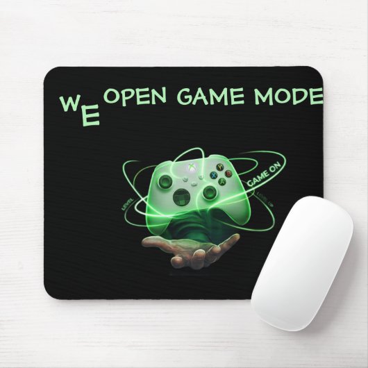 "We Open Game Mode" schwebender Neon-Controller-Mo Mousepad (Mit Mouse)