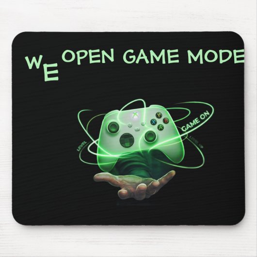 "We Open Game Mode" schwebender Neon-Controller-Mo Mousepad (Vorne)
