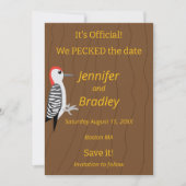 We Pecked the Date Funny Woodpecker Einladung (Vorderseite)