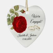 We’re Engaged Deep Red Rose Keramikornament (Rechts)
