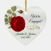 We’re Engaged Deep Red Rose Keramikornament (Vorne)