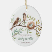 We’re Expecting Bird Family Pregnancy Announcement Keramik Ornament (Rechts)