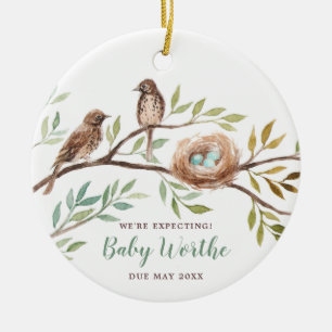 We’re Expecting Bird Family Pregnancy Announcement Keramik Ornament