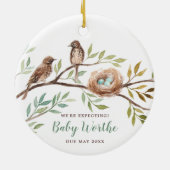 We’re Expecting Bird Family Pregnancy Announcement Keramik Ornament (Hinten)