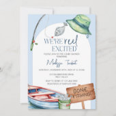 We’re Reel Excited, fishing-themed baby shower  Einladung (Vorderseite)