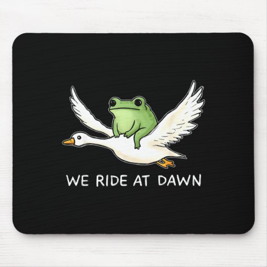 We Ride At Dawn Funny Frog Riding Goose Chaotic An Mousepad (Vorne)
