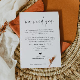 We Said Yes Wedding Elopement Reception Invitation Ankündigung