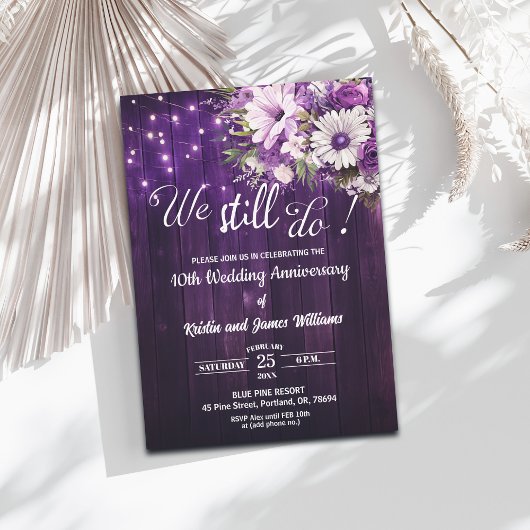 We Still Do 10th Wedding Anniversary String Lights Einladung