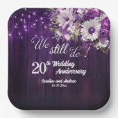 We Still Do 20th Wedding Anniversary String Lights Pappteller (Vorderseite)