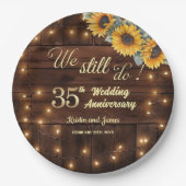 We Still Do 35th Wedding Anniversary String Lights Pappteller (Vorderseite)