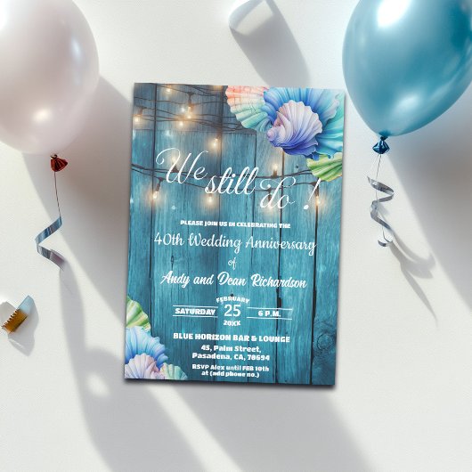 We Still Do 40th Wedding Anniversary String Lights Einladung