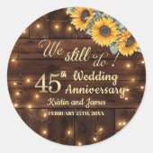 We Still Do 45th Wedding Anniversary String Lights Runder Aufkleber (Vorderseite)