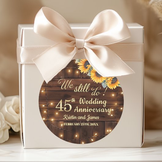 We Still Do 45th Wedding Anniversary String Lights Runder Aufkleber