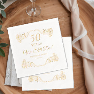 "We Still Do" 50. Hochzeitsjubiläums-Blumen Servietten Mit Folie