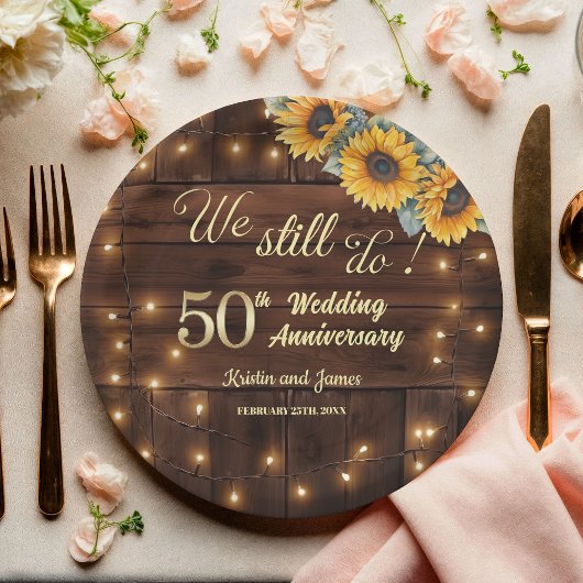 We Still Do 50th Wedding Anniversary String Lights Pappteller