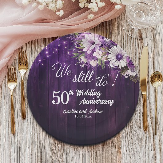 We Still Do 50th Wedding Anniversary String Lights Pappteller