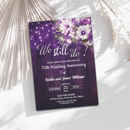 We Still Do 70th Wedding Anniversary String Lights Einladung