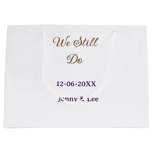 We still do brown pink name date year boho retro s große geschenktüte (Vorderseite)