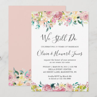 We Still Do Vow Renewal Pastel Chic Blush Floral Einladung
