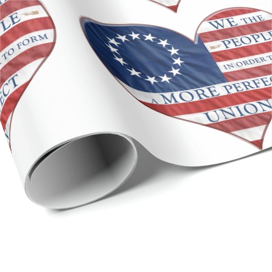 We The People American Flag Heart Geschenkpapier (Rolleneckpunkt)