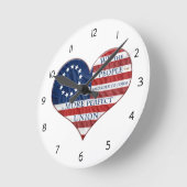 We The People American Flag Heart Round Clock Runde Wanduhr (Winkel)