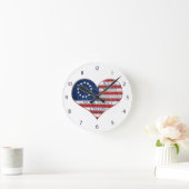 We The People American Flag Heart Round Clock Runde Wanduhr (Zuhause)