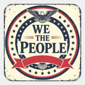 We the people classic American emblem Quadratischer Aufkleber