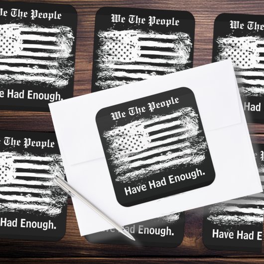 We The People Distressed Flag Quadratischer Aufkleber