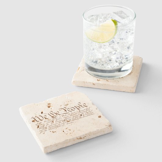 We the People Steinuntersetzer (Seitenansicht)