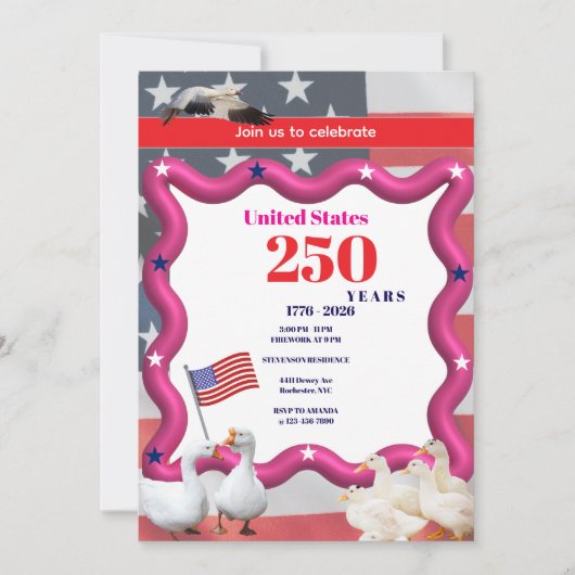 We The Silly Geese 250th Funny Celebration Einladung (Vorderseite)