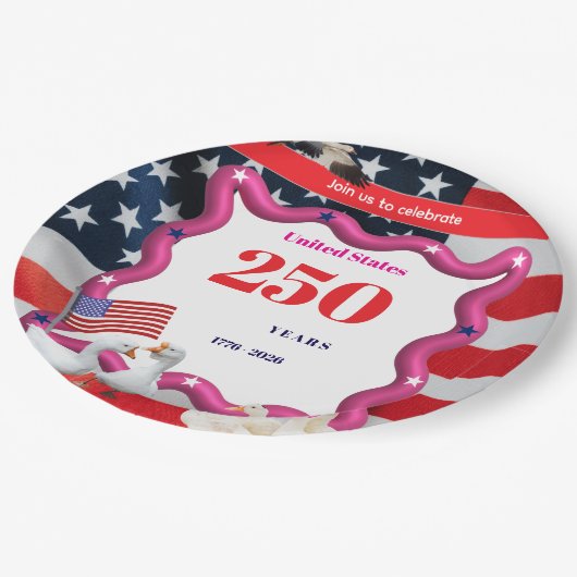 We The Silly Geese 250th Funny Celebration Pappteller (Schrägansicht)