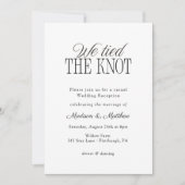 We Tied the Knot Elopement Wedding Reception Einladung (Vorderseite)