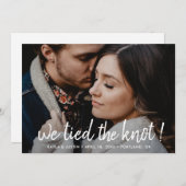 We Tied the Knot Just Married Photo Wedding Ankündigung (Vorne/Hinten)